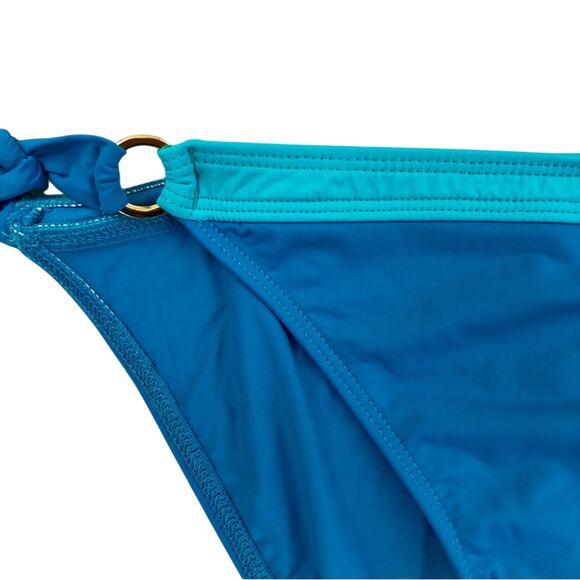 Leilani Bright Blue with Turquoise Trim Bikini Bathing Suit Gold Tone Trim - Picture 11 of 16